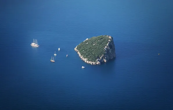 Picture sea, island, yachts, Aerial View