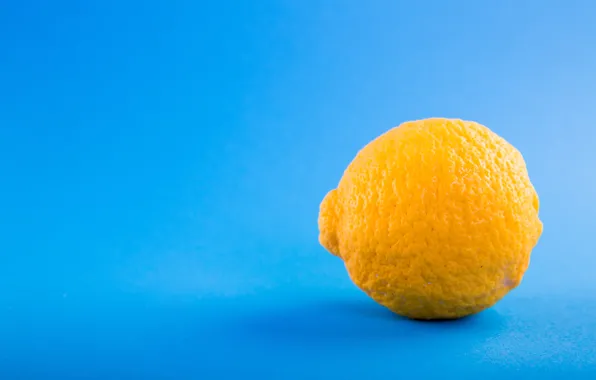 Picture yellow, lemon, fruit, lemon, yellow, blue background, fruit, blue background, Toni Cuenca