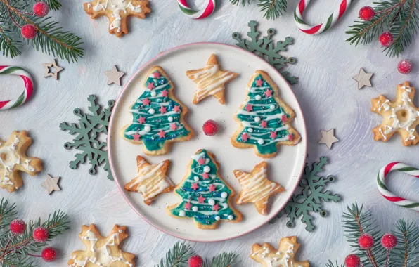 Picture tree, Christmas, cookies, decoration, tray