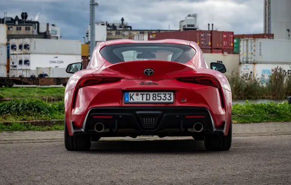Picture red, coupe, Toyota, rear view, Supra, the fifth generation, mk5, double, 2019, GR Above, A90, …