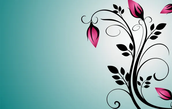 Picture flowers, background, buds, vector graphics