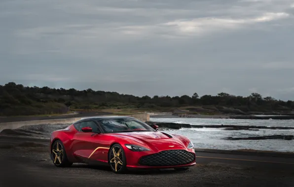 Picture red, Aston Martin, coast, coupe, Zagato, 2020, V12 Twin-Turbo, DBS GT Zagato, 760 HP