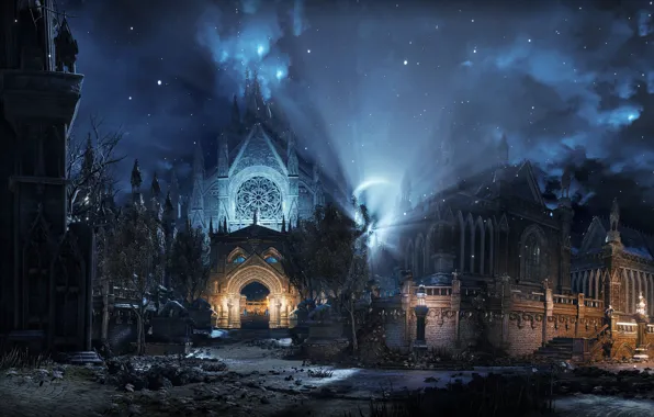 Picture night, darkness, mystic, Dark Souls III, dark world, готический фон, мрачный храм
