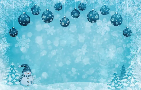 Picture winter, balls, snow, snowflakes, holiday, balls, patterns, toy, vector, Christmas, the snow, New year, snowman, …