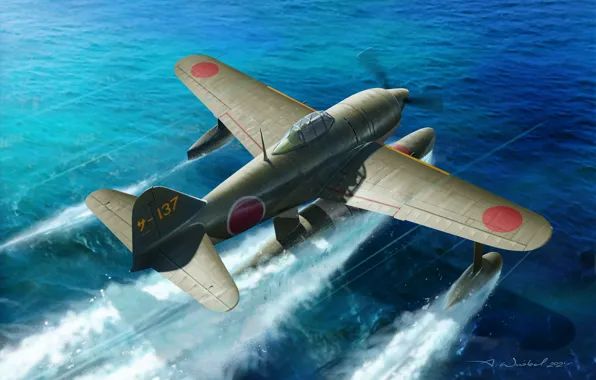 Picture Japan, IJN, seaplane, Arkady Sparrow, Kawanishi N1K Kyofu, истребитель-гидроплан