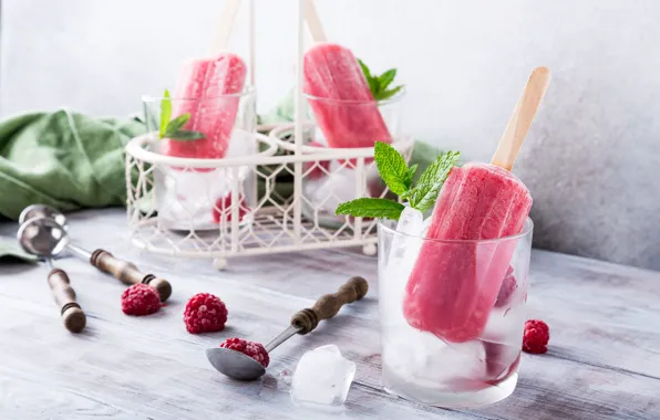 Picture ice, ice cream, glasses, dessert, raspberry, Iryna Melnyk