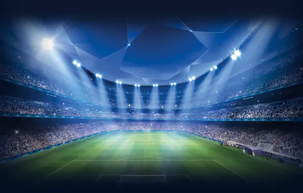 Picture tribune, stadium, UEFA, football field, свет прожекторов, лига чемпионов УЕФА, Champions League Stadium, спортивное сооружение, …