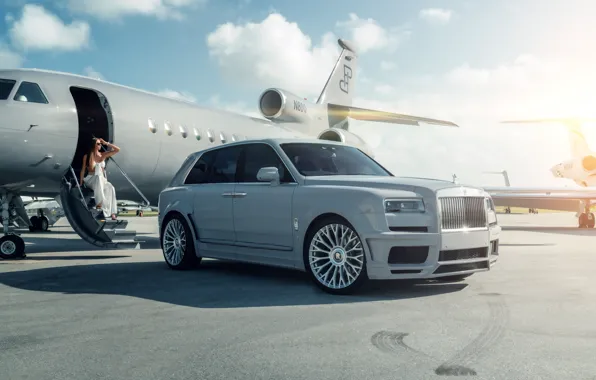 Picture Girl, Rolls Royce, Airplane, Gray, SUV, Cullinan