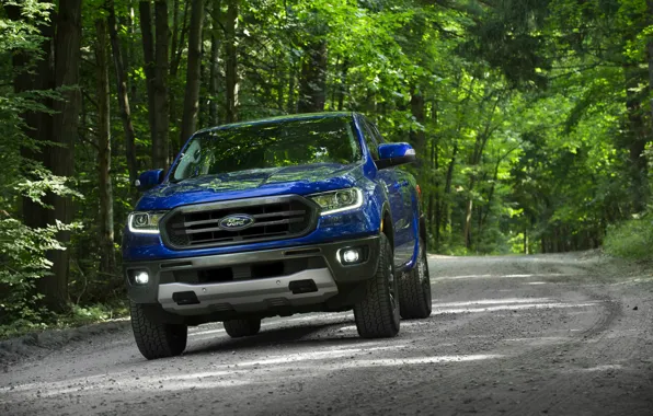 Picture blue, Ford, pickup, Ranger, forest road, 2019, FX2 Package