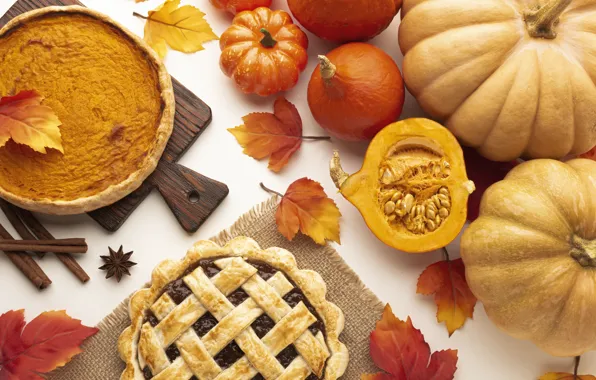 Picture autumn, leaves, pie, fabric, pumpkin, Board, cake, cakes, autumn, leaves, pumpkin, baking, cloth