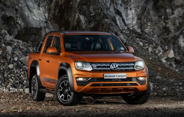 Picture Volkswagen, pickup, Amarok, Canyon, 2019, at the rock