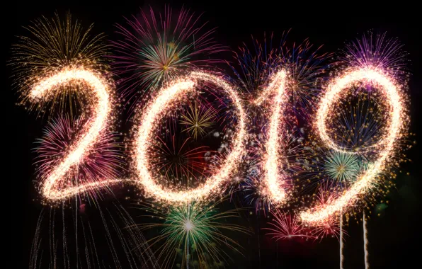 Picture night, lights, salute, colorful, New Year, happy, night, New Year, fireworks, 2019