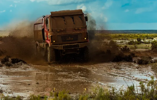 Picture Red, Sport, Truck, Race, Dirt, 4x4, Rally, Rally, The roads, Maz, 5309RR, Slikway, Шелковый путь, …
