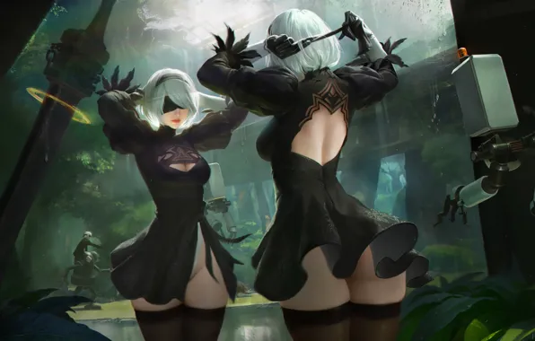 Picture Girl, Figure, Sword, Android, Art, Nier, Illustration, Characters, Automata, Game Art, NieR, NieR: Automata, Nier …