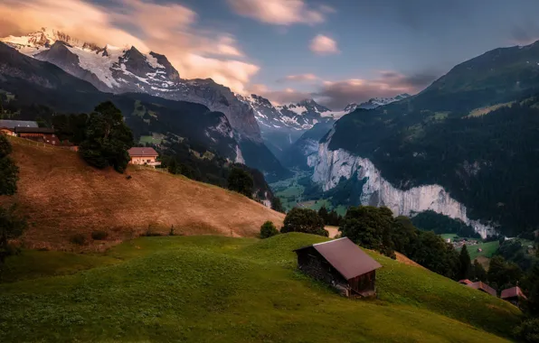 Picture Alps, houses, Alpine village