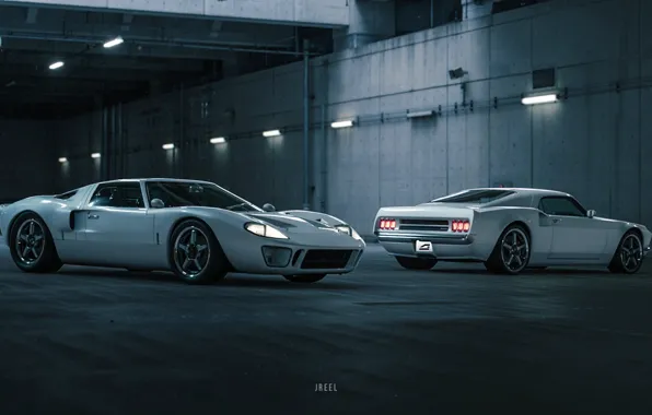 Picture Ford, Auto, The game, White, Machine, Two, Ford GT, Rendering, GT40, Transport & Vehicles, by …