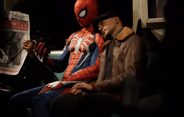 Picture metro, resting, spider man, ps4, marvels spider man