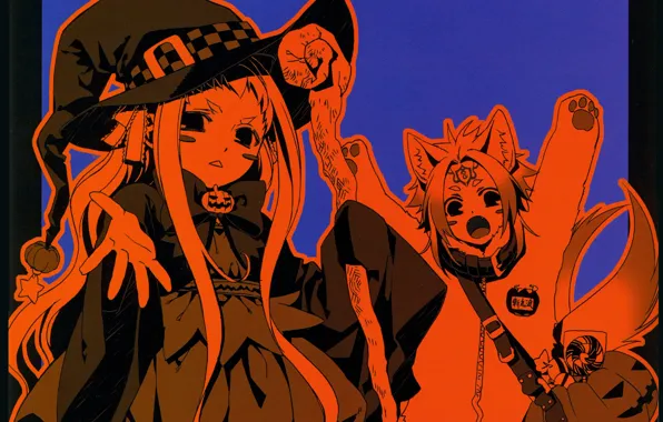 Picture witch, halloween, witch, Hiiro no Kakera, pumpkin evil, black magic, crimson shards, Jack, by Yone …