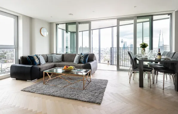 Picture interior, balcony, living room, dining room, Apartments in Southwark