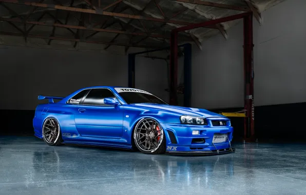 Picture GT-R, Blue, Skyline, R34, Toned