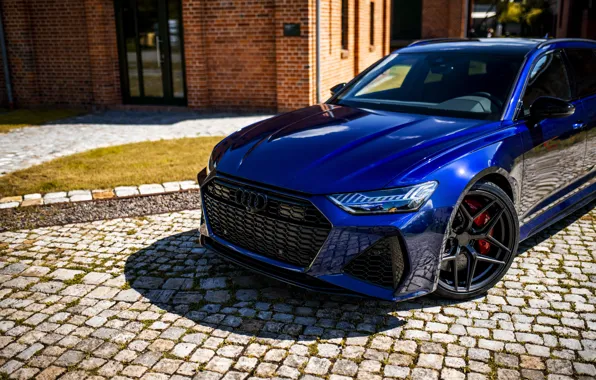 Picture Audi, Blue, Before, RS6, VAG, Tile, Brick Wall