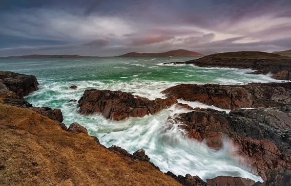 Picture sea, rocks, coast, Scotland