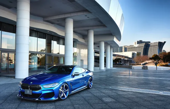 Picture BMW, Blue, Front, Coupe, Side, xDrive, 3D Design, BMW 8 Series, BMW M850i