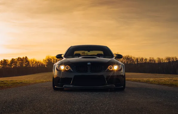 Picture BMW, Sunset, E92, Forest, M3