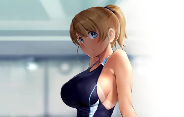 Picture girl, sexy, cleavage, boobs, anime, blue eyes, beautiful, short hair, pretty, swimsuit, breasts, attractive, handsome, …