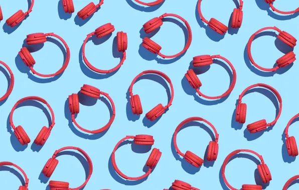 Picture red, background, blue, headphones, pattern