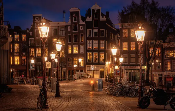 Picture night, lights, street, home, Amsterdam, lights, Netherlands, Holland