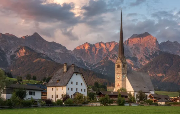 Picture mountains, building, home, Austria, Alps, Church, Austria, Alps, Maria-Alm, Maria Alm, Maria Alm am Steinernen …