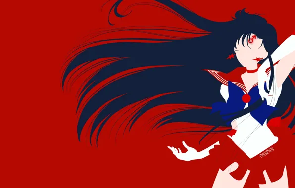 Picture girl, minimalism, red background, Sailor Moon