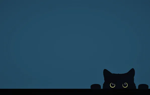 Picture minimalism, Cat, funny, digital art, artwork, cute, yellow eyes, paw, simple background