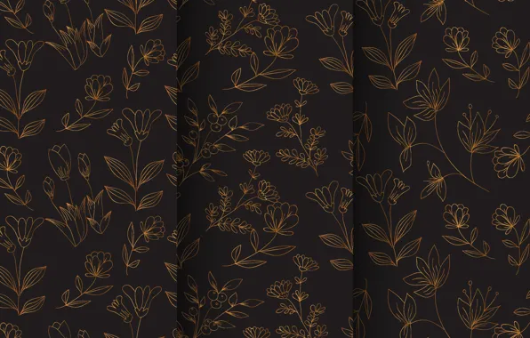 Picture flowers, background, pattern, black, seamless
