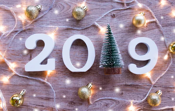 Picture lights, background, balls, toys, Christmas, New year, garland, herringbone, 2019