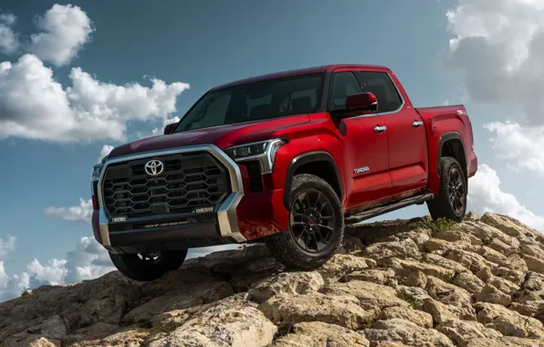 Picture clouds, red, power, red, pickup, power, clouds, exterior, pickup truck, hill, exterior, 2022, Toyota Tundra …