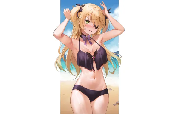 Picture kawaii, girl, hot, sexy, beach, boobs, anime, water, pretty, seaside, babe, cute, bikini, armpit, armpits, …