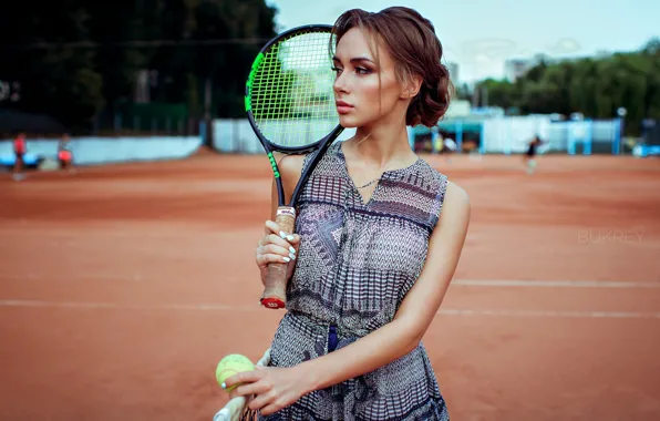 Picture the ball, Girl, racket, tennis, court, Kirill Bukrey, Anna Golub