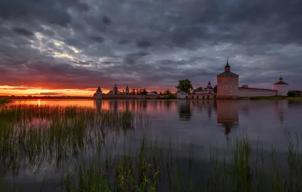 Picture landscape, sunset, nature, the evening, Maxim Evdokimov, Kirillo-Belozersky monastery, Сиверское озеро