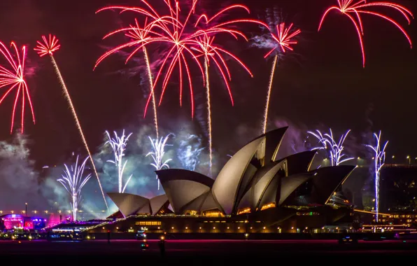 Picture salute, Sydney, fireworks, 2018, Opera house, Australia Day