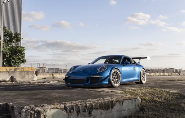 Picture Porsche, Blue, Porsche 911, Front, Porsche 911 GT3
