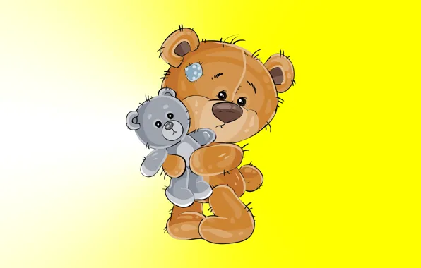 Picture background, Wallpaper, bear, wallpaper, bear, teddy bear, plush toy, on the desktop, yellow background, Teddy …