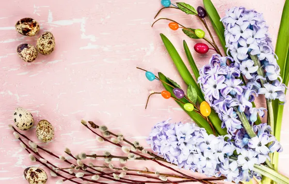Picture flowers, eggs, spring, Easter, happy, Verba, flowers, spring, Easter, eggs, decoration, hyacinths