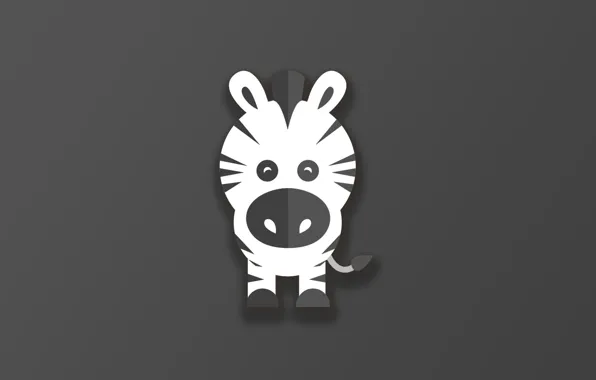 Picture minimalism, animal, funny, digital art, artwork, cute, simple background, Zebra