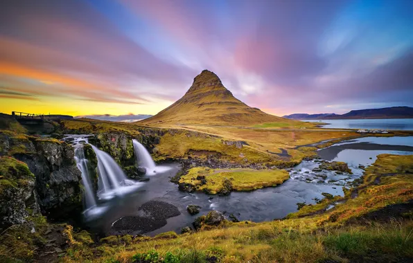 Picture mountain, waterfall, Iceland