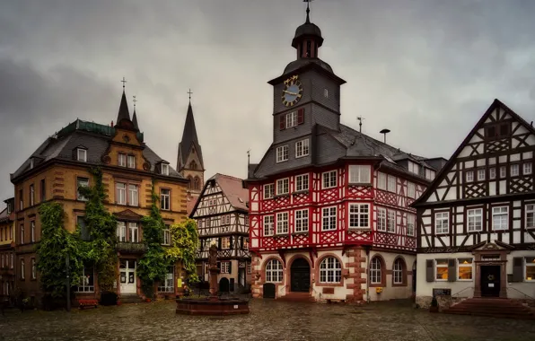 Picture building, home, Germany, area, fountain, Germany, town hall, Market square, Heppenheim, Marketplace, Heppenheim