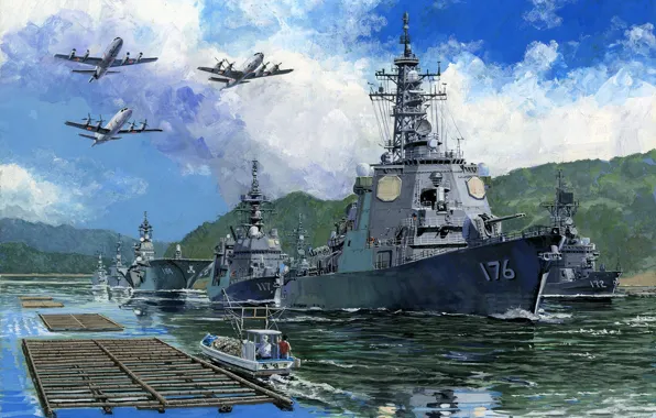 Picture Japan, destroyer, helicopter, escort flotilla, JMSDF Escort Flotilla 4