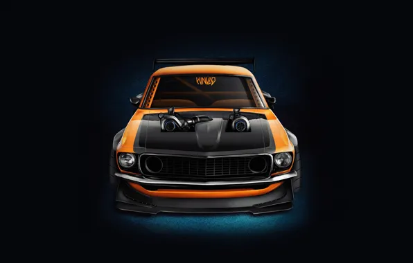 Picture Mustang, Ford, Auto, Machine, Orange, Background, 1969, Car, Ford Mustang, Muscle car, The front, Render, …