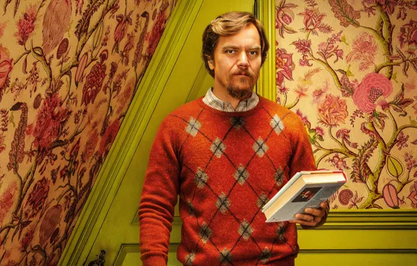 Picture Wallpaper, glasses, book, beard, sweater, Michael Shannon, Michael Shannon, To get knives, Knives Out
